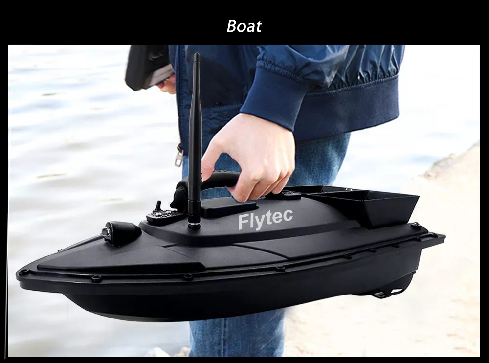 Flytec V500 Fishing Bait RC Boat 500m Remote Fish Finder / 5.4km/h Maximum Speed / Double Motor - Black 2 batteries + EU Plug
