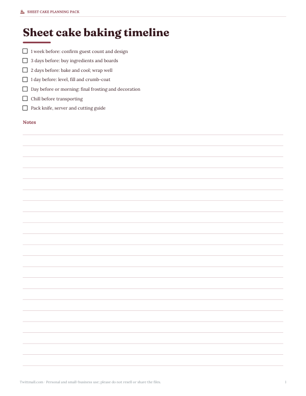 Preview of Half Sheet Cake Baking Timeline